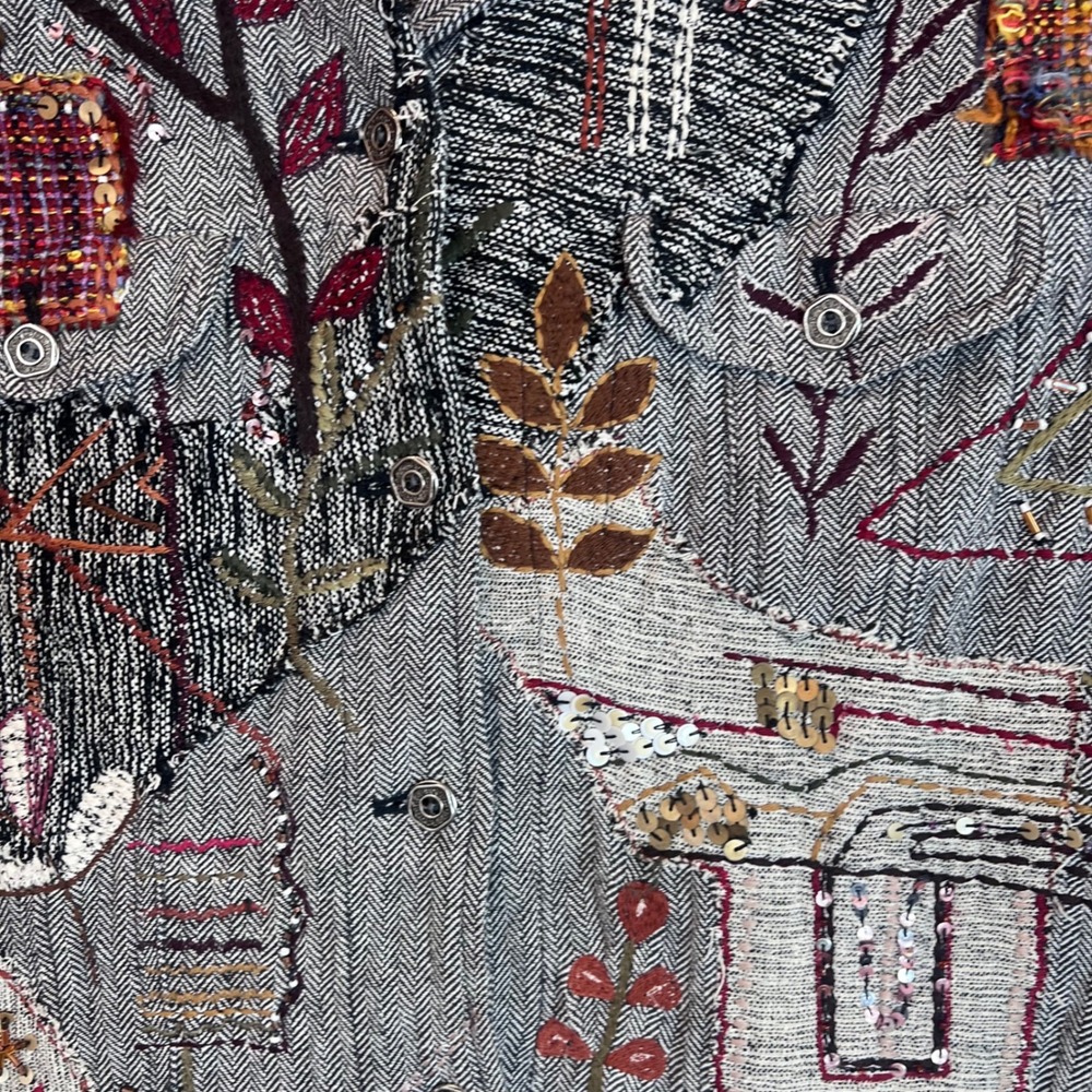 Chicos Design Mixed Media Patchwork Embroidered S… - image 4